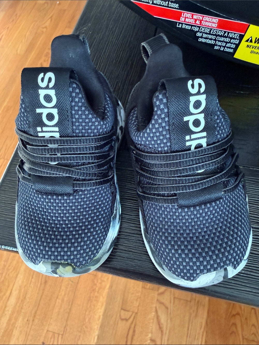 adidas Kids Black and White Knit Slip-On Sneakers